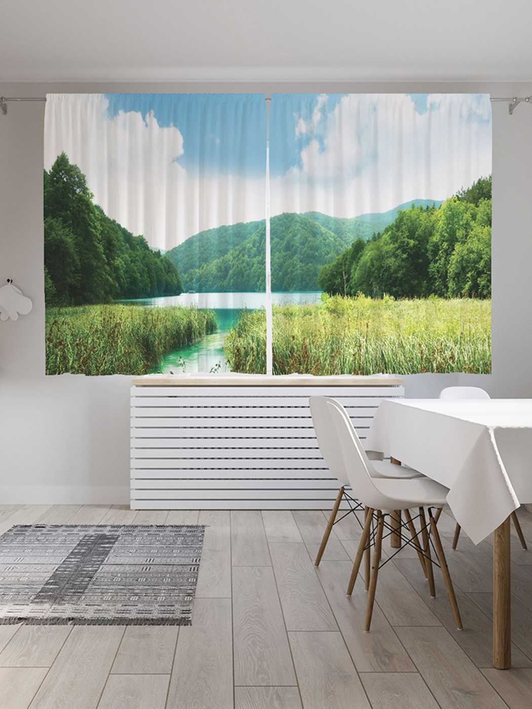 

Классические шторы JoyArty "Заросший берег", серия Oxford DeLux, 2 полотна 145x180 см, Заросший берег