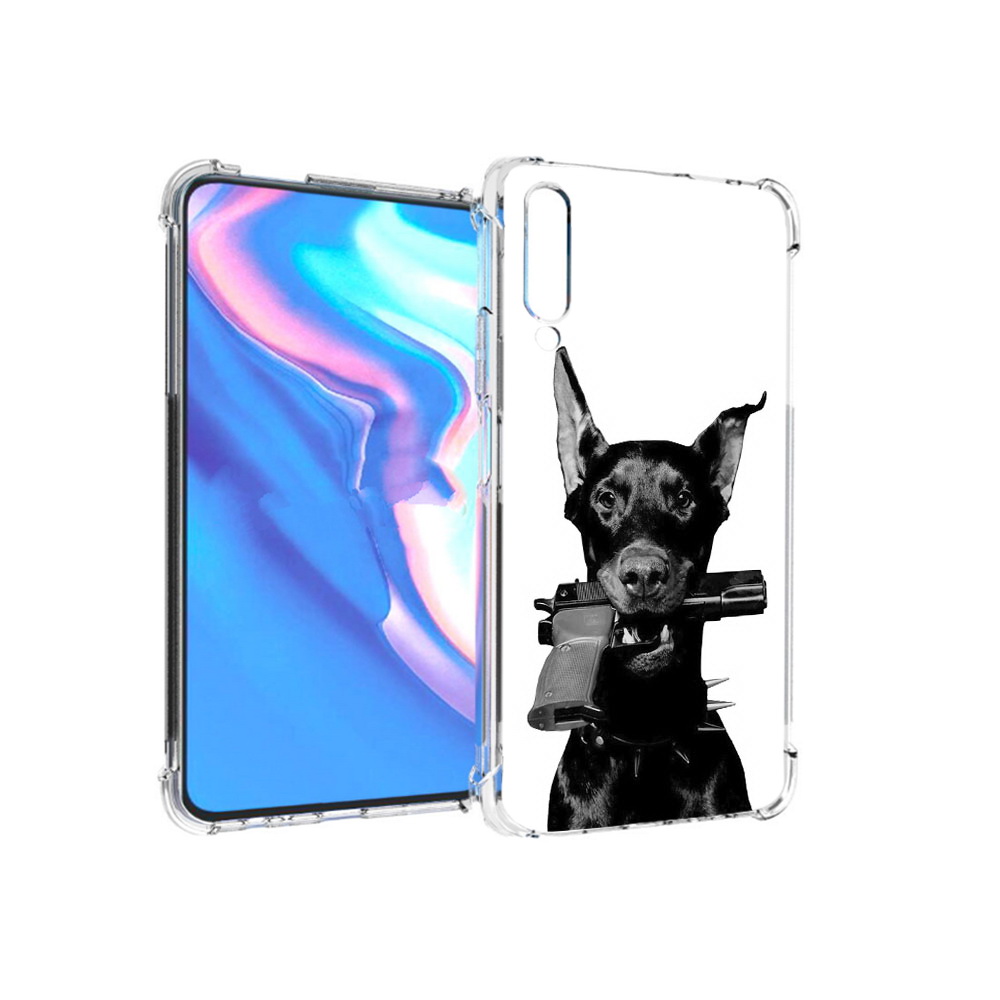 

Чехол MyPads Tocco для Honor 9X Pro доберман с пистолетом, Прозрачный, Tocco