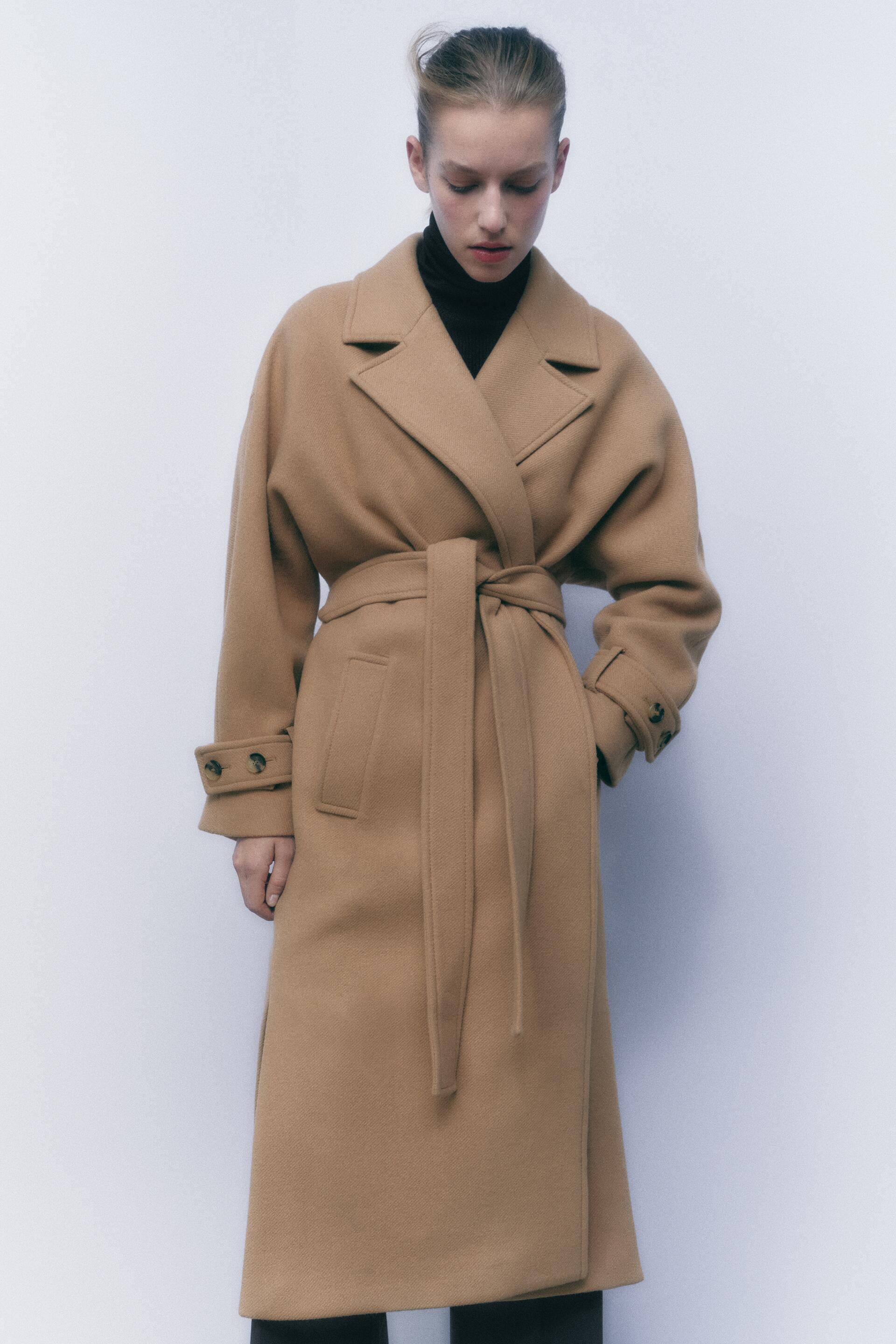 

Пальто женское ZARA 03057245 коричневое L (доставка из-за рубежа), 03057245