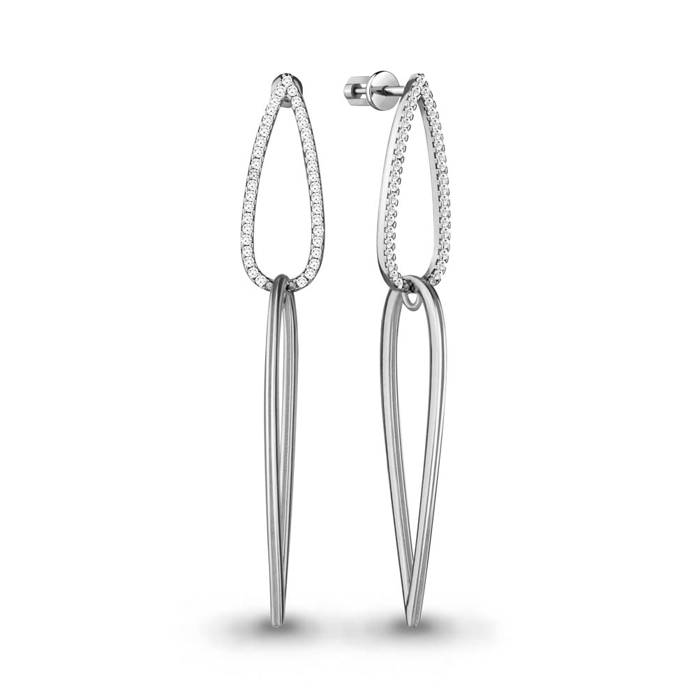 

Серьги подвески из серебра с фианитом Aquamarine 48443А_925_р, 48443А_925_р