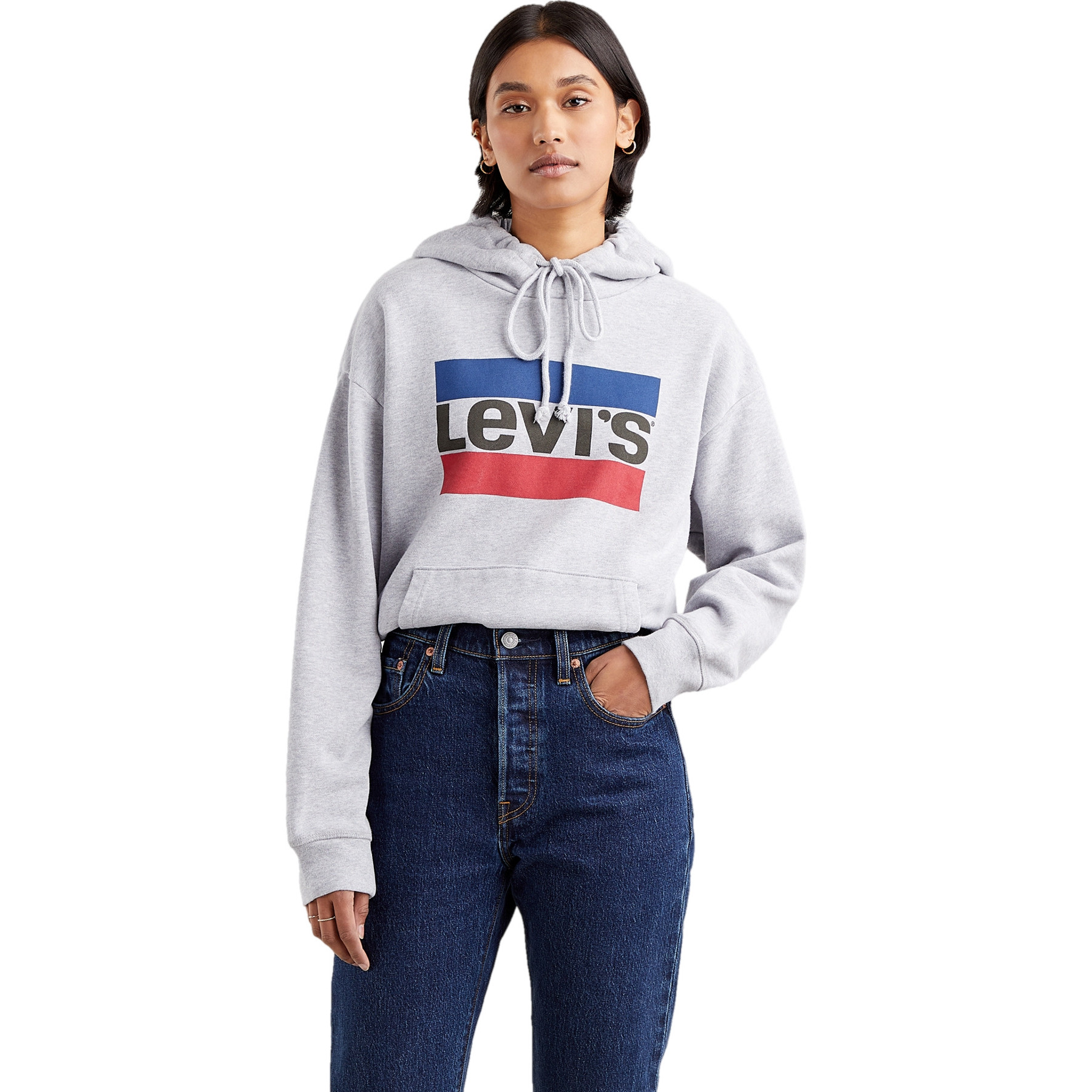 

Худи женское Levi's 18487-0059 серое L, Серый, 18487-0059