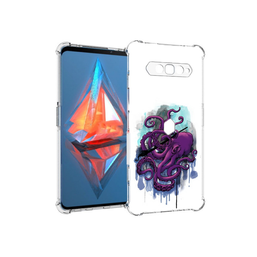

Чехол MyPads Tocco для Xiaomi Black Shark 4 фиолетовый осьминог (PT162389.266.658), Прозрачный, Tocco