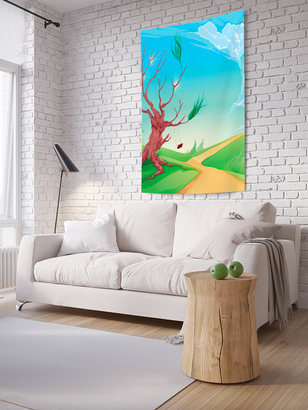 

Вертикальное фотопанно на стену JoyArty Дерево спасает качели 150x200 см, Дерево спасает качели
