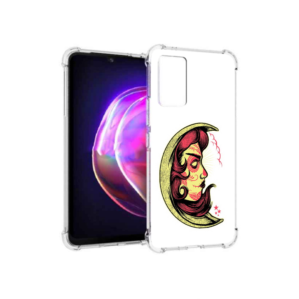 

Чехол MyPads Tocco для Vivo V21 желтый полумесяц с лицом девушки (PT161781.395.346), Прозрачный, Tocco