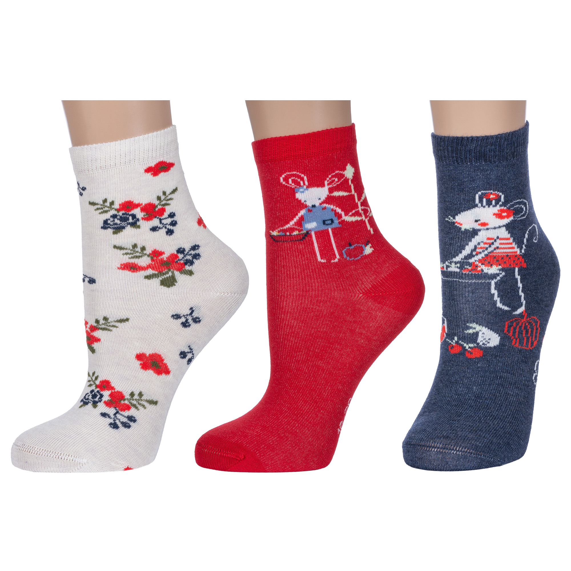 Носки детские Rusocks Д3-130155Д, белый; красный; серый, 14-16