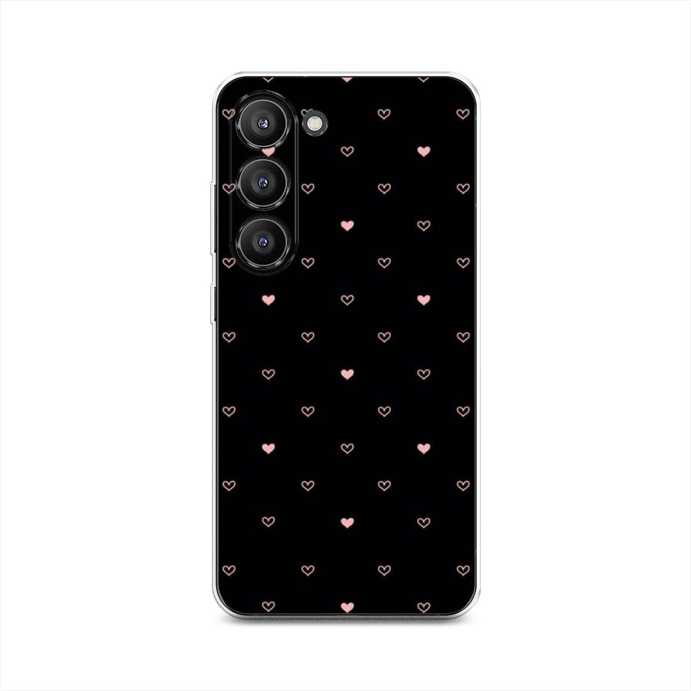 

Чехол Awog на Samsung Galaxy S23 5G "Черный фон и сердечки", Розовый;серый;черный, 2107350-3