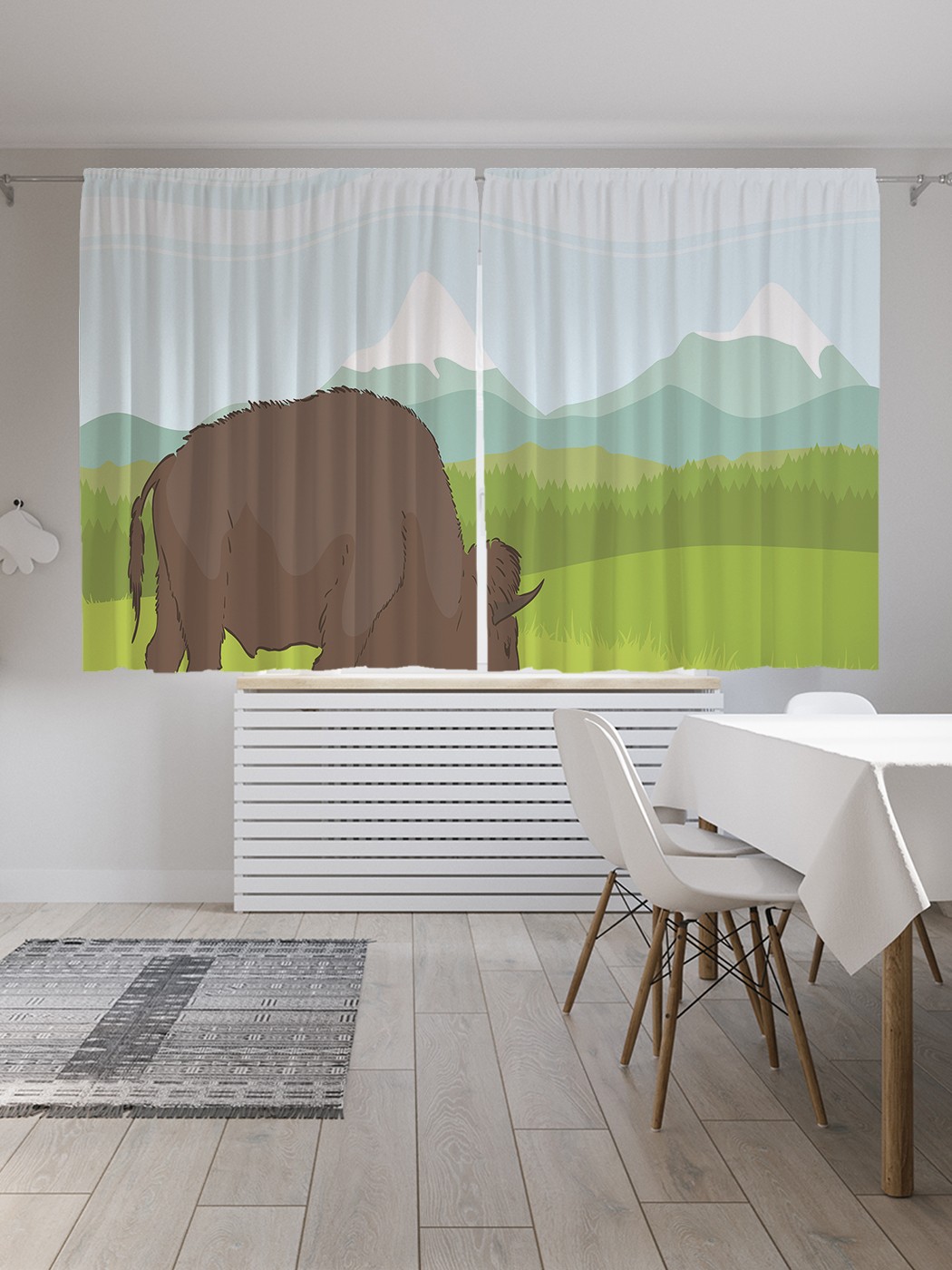 

Шторы с фотопечатью JoyArty "Бизон на пастбище" из сатена, 290х180 см, Бизон на пастбище