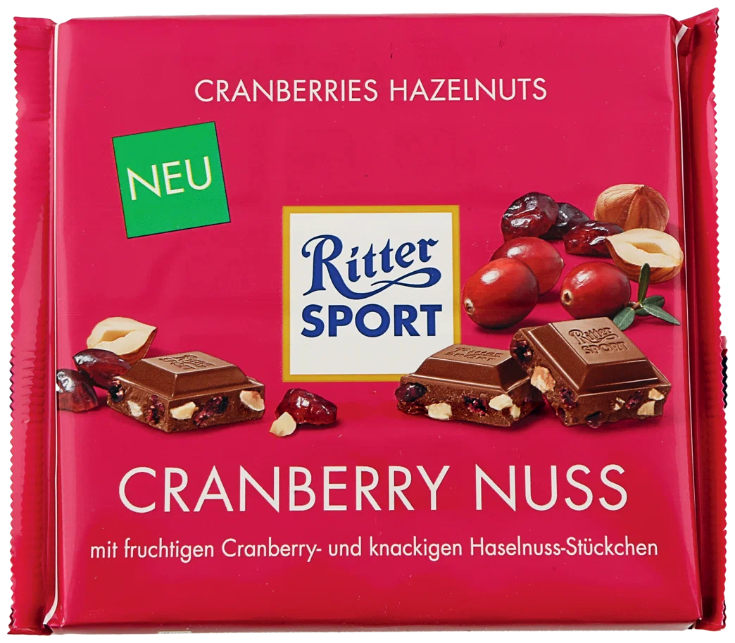 Шоколад Ritter Sport молочный Клюква и лесной орех 250 г