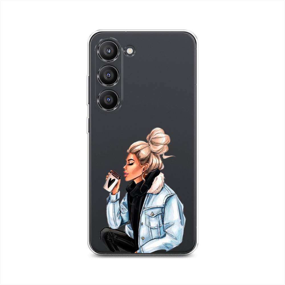 

Чехол Awog на Samsung Galaxy S23 5G "Cute girl", Бежевый;черный;голубой, 2107350-7