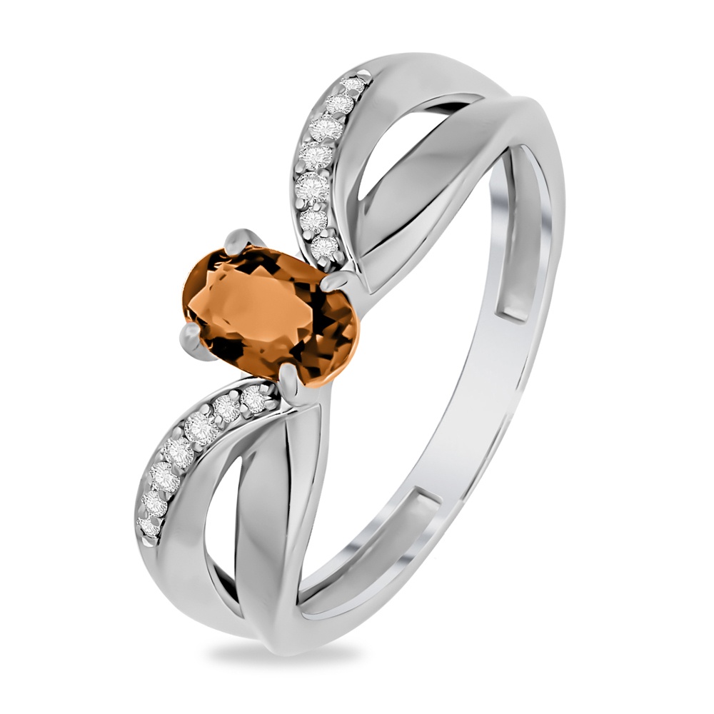 

Кольцо из серебра с раухтопазом/фианитом р.  585Gold 701011243, 701011243