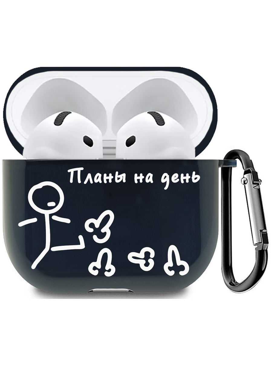 

Чехол на Apple AirPods 4 с принтом "Планы на день" черный, Черный;белый, 785983651