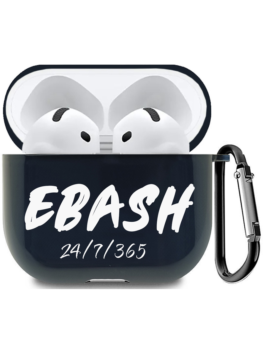 Чехол на Apple AirPods 4 с принтом "Работай усердно!" черный 785983651 черный,  белый