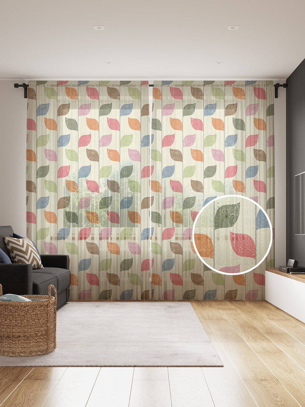 

Фототюль JoyArty "Векторная лиана гранж", 145x265см, 2 полотна, лента, 50 крючков, Векторная лиана гранж