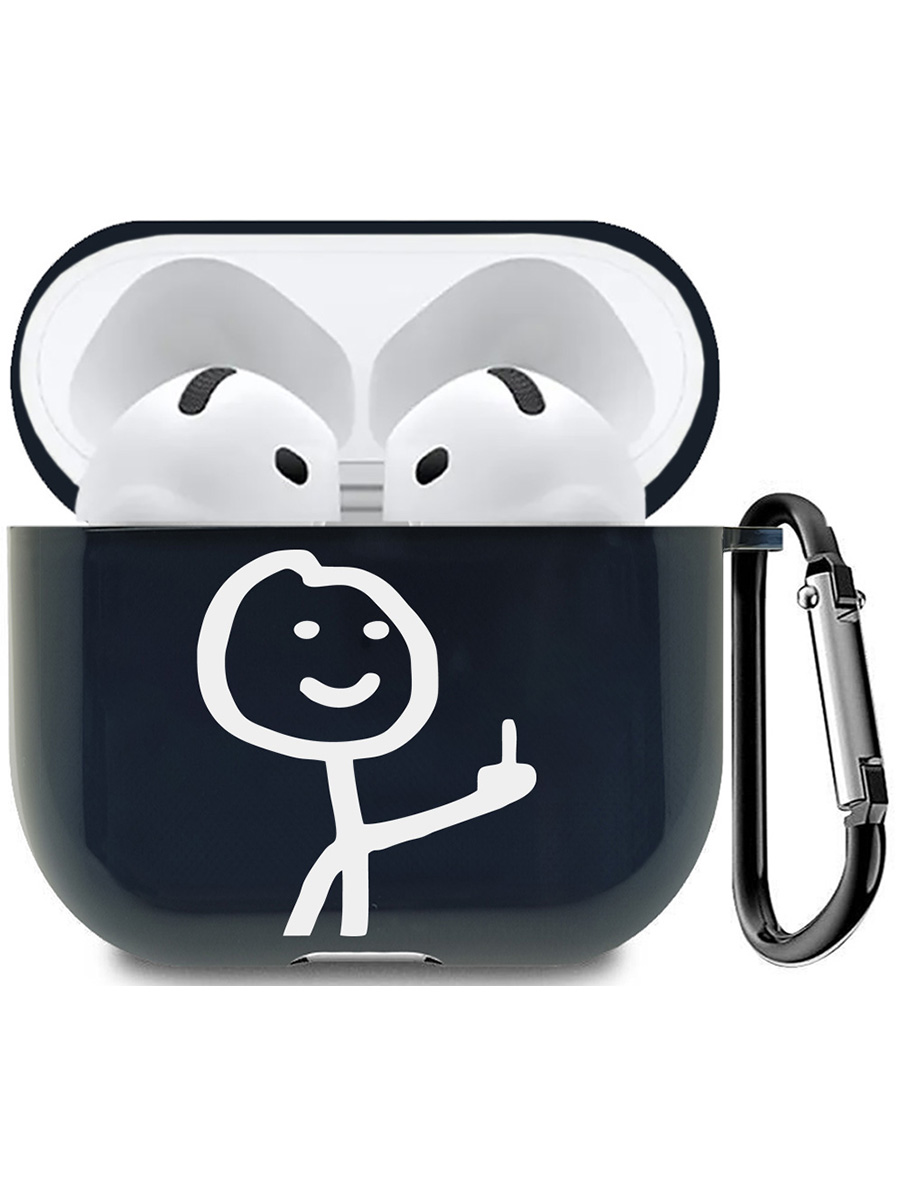 Чехол на Apple AirPods 4 с принтом "Fck" черный 785983651 черный,  белый