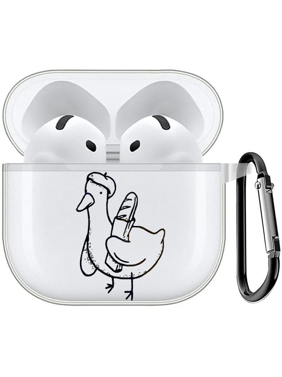 

Чехол на Apple AirPods 4 с принтом "French Goose" прозрачный, Прозрачный;серый;черный, 785983651