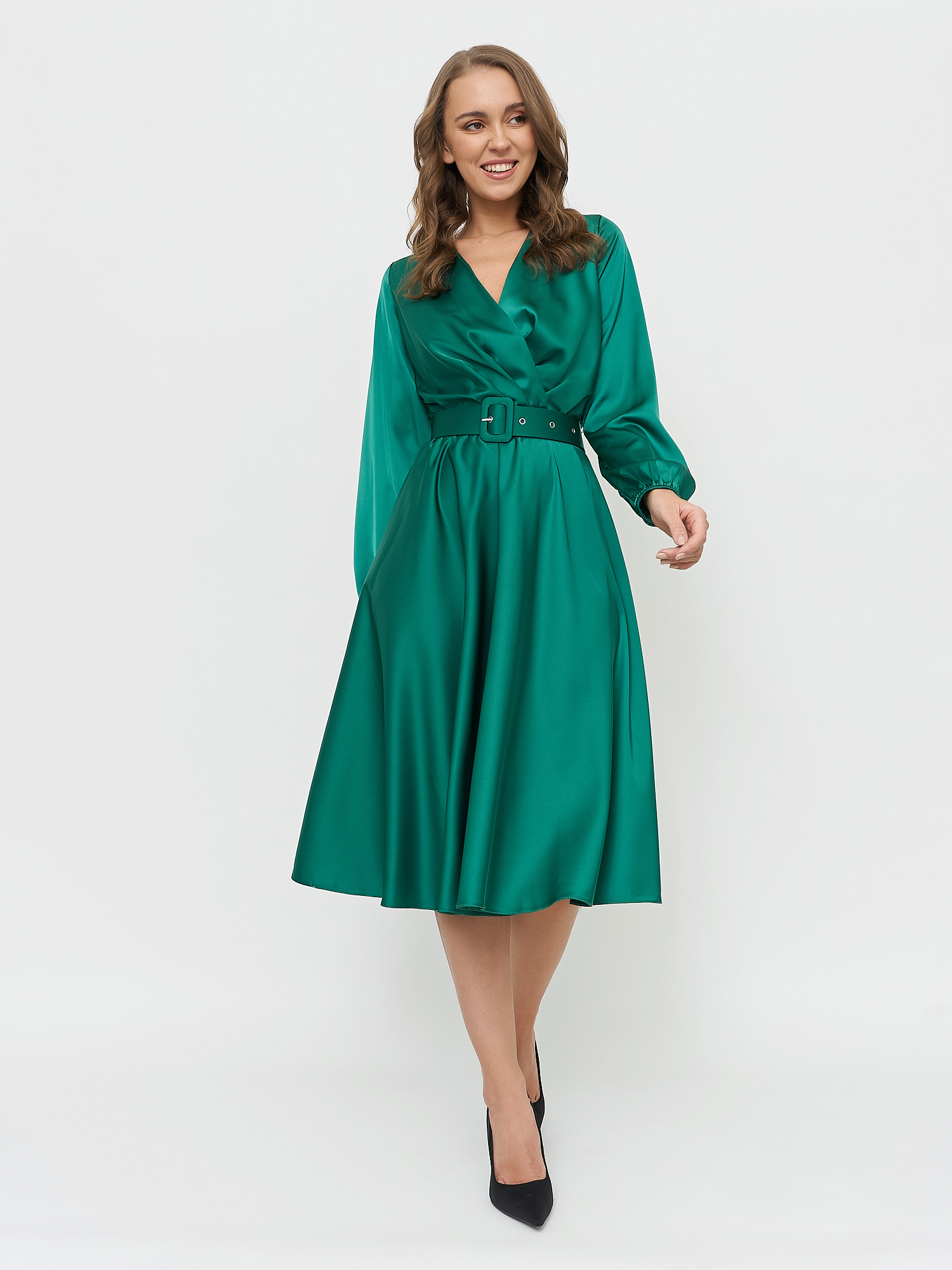 Платье женское BrandStoff BS20126 зеленое 44 RU