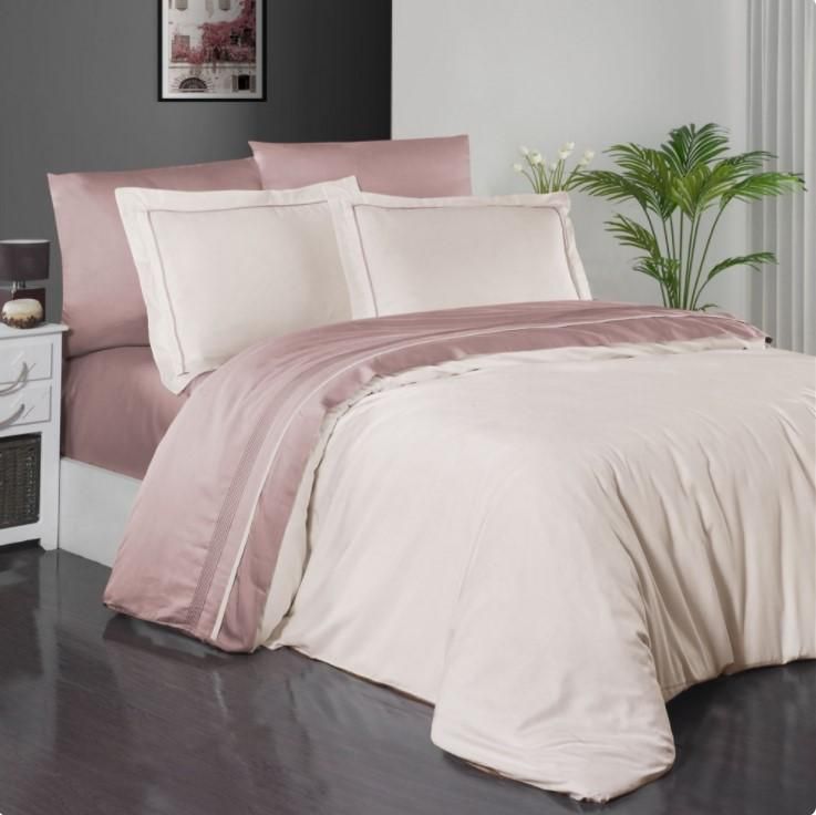 

Постельное белье из сатина де люкс KARVEN N044 SERENITY IVORY-POWD евро, N044 Serenity Ivory/powd