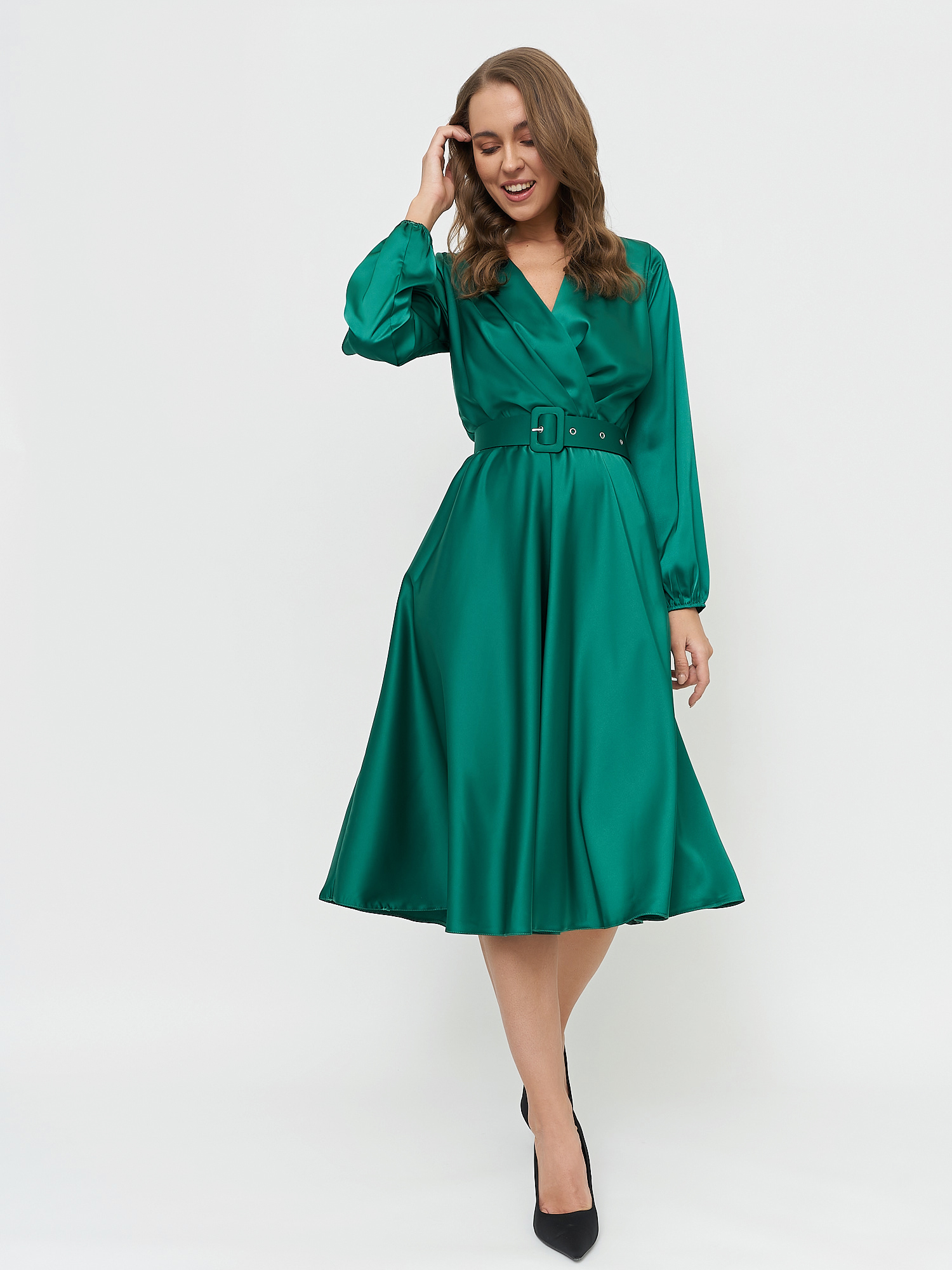 Платье женское BrandStoff BS20126 зеленое 48 RU