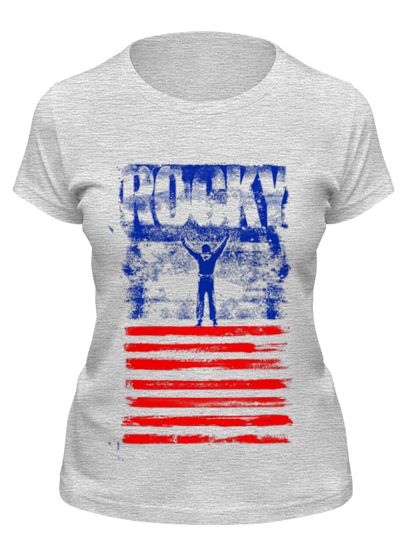

Футболка женская Printio Rocky / рокки серая L, Серый;белый, Rocky / рокки