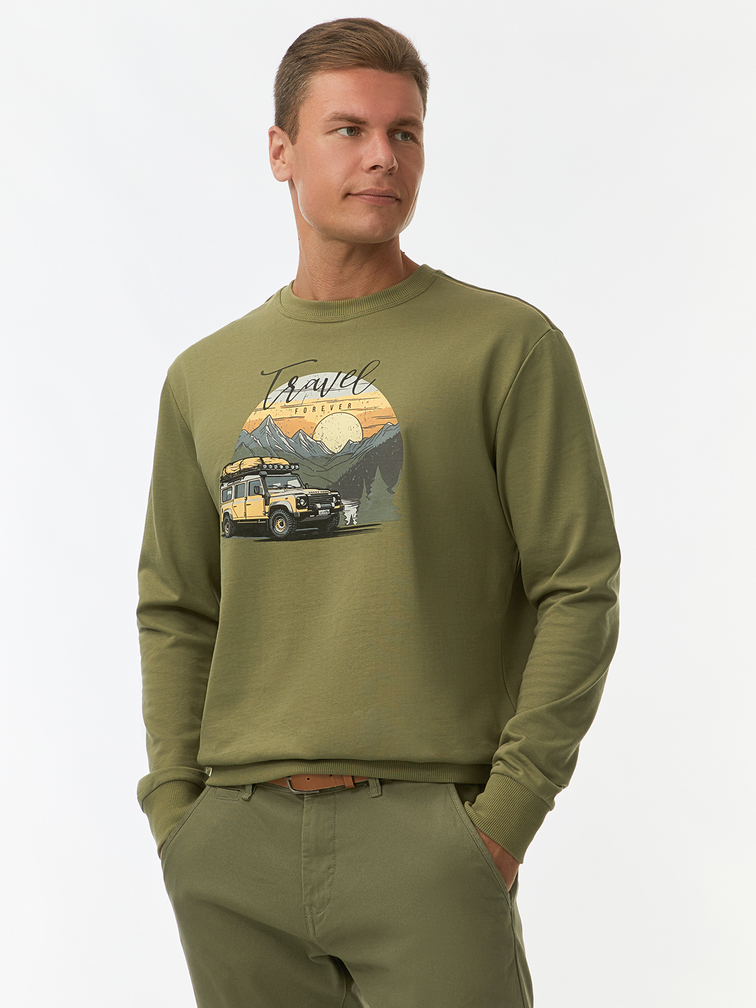 

Свитшот мужской oodji 5L123009I-29 зеленый S, 5L123009I-29