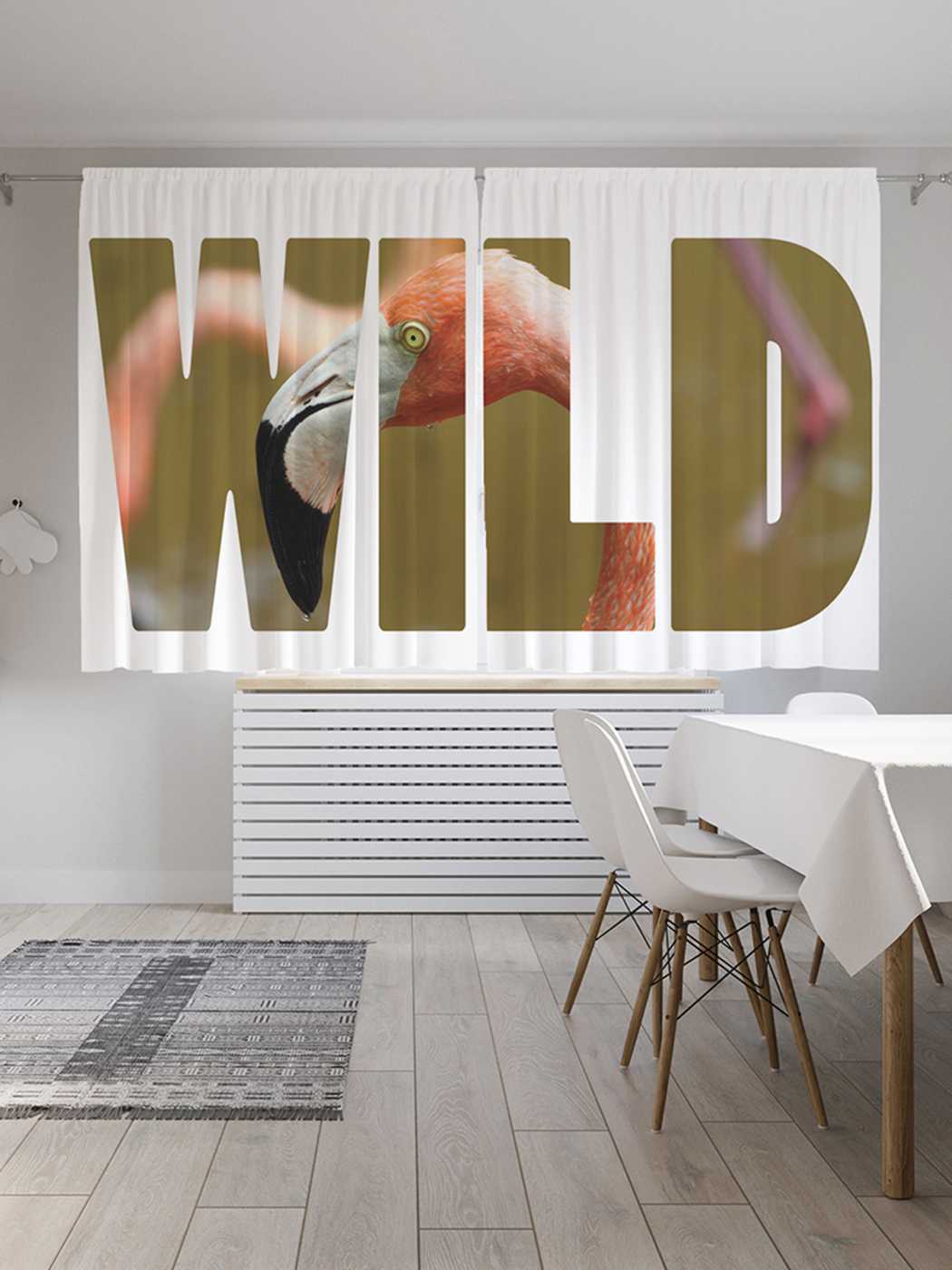 

Классические шторы JoyArty "Дикий фламинго", серия Oxford DeLux, 2 полотна 145x180 см, Дикий фламинго