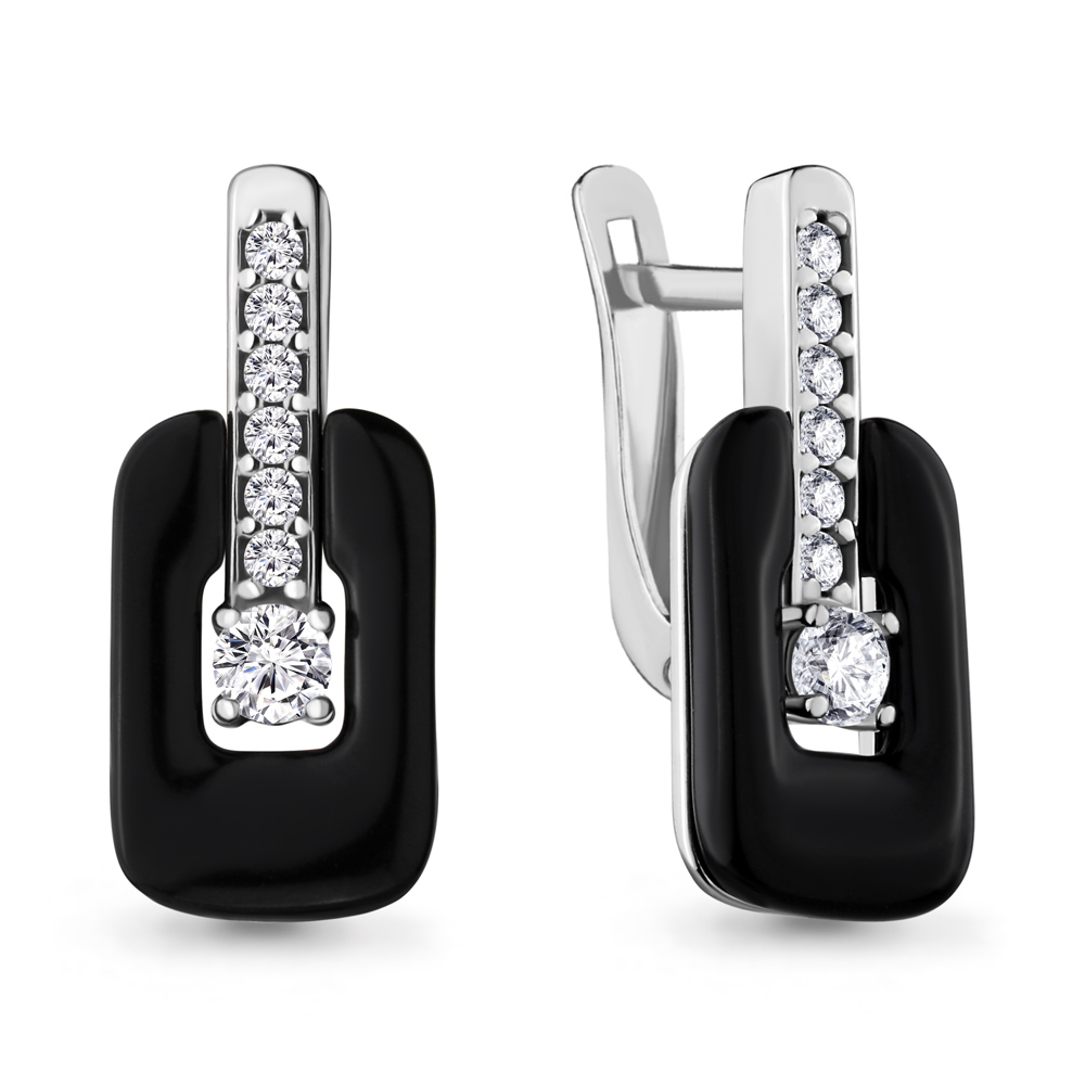 

Серьги из серебра с керамикой/фианитом Aquamarine 48463А_925_р, 48463А_925_р