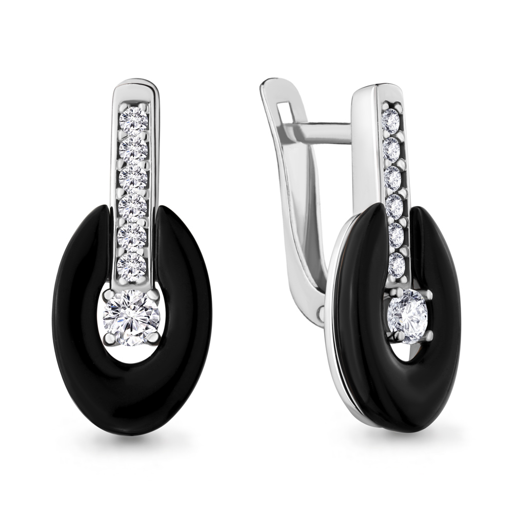 

Серьги из серебра с керамикой/фианитом Aquamarine 48464А_925_р, 48464А_925_р