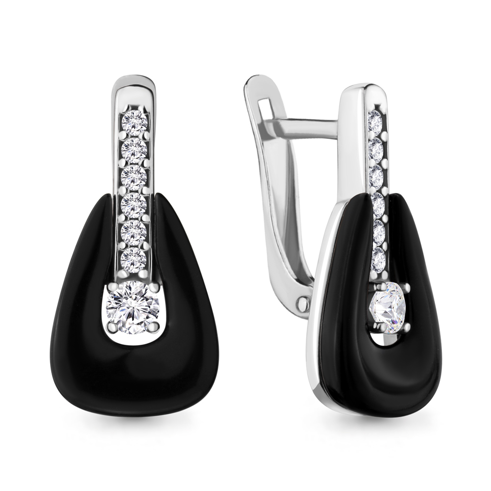

Серьги из серебра с керамикой/фианитом Aquamarine 48465А_925_р, 48465А_925_р