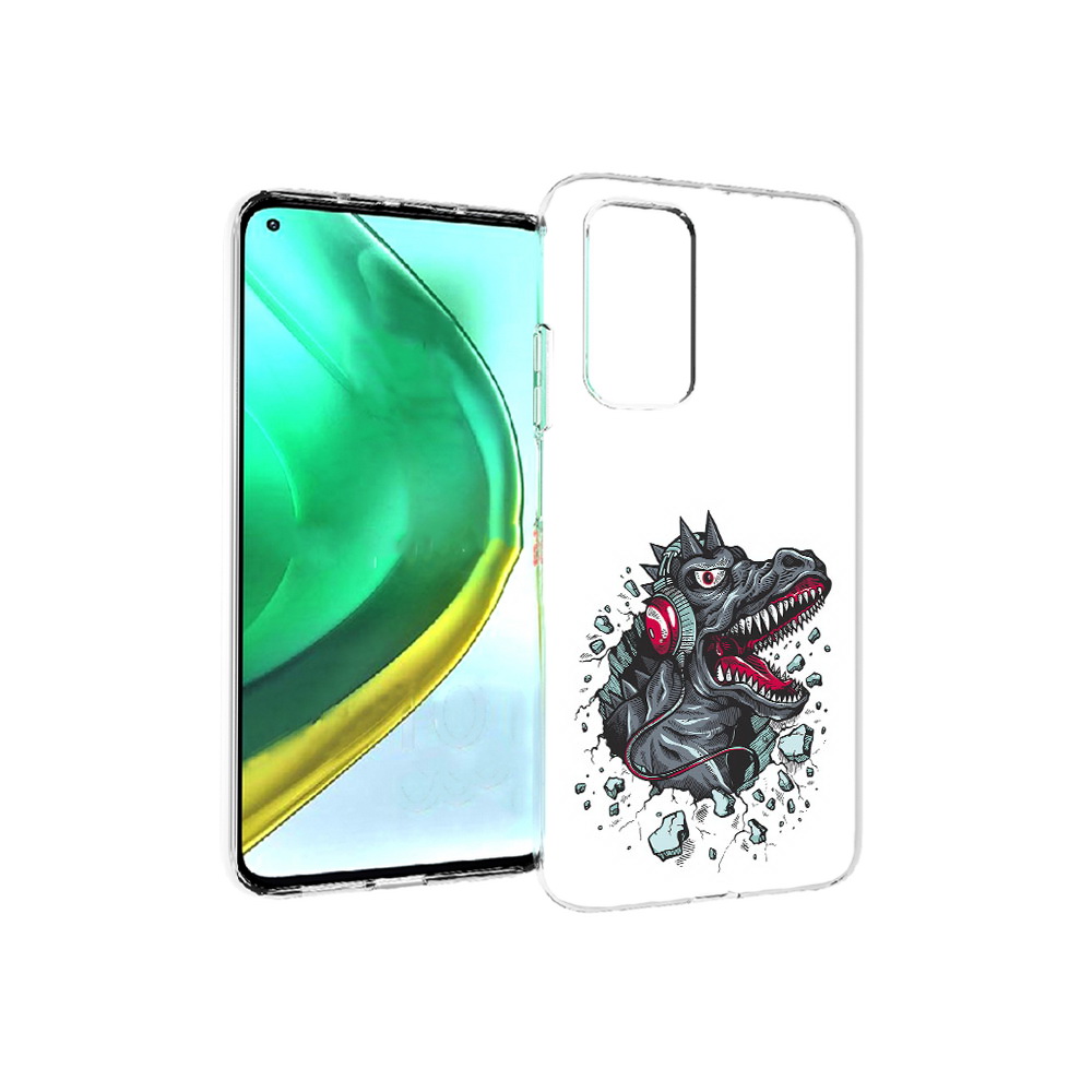 

Чехол MyPads Tocco для Xiaomi Mi 10T Pro Нарисованный динозавр в наушниках, Прозрачный, Tocco