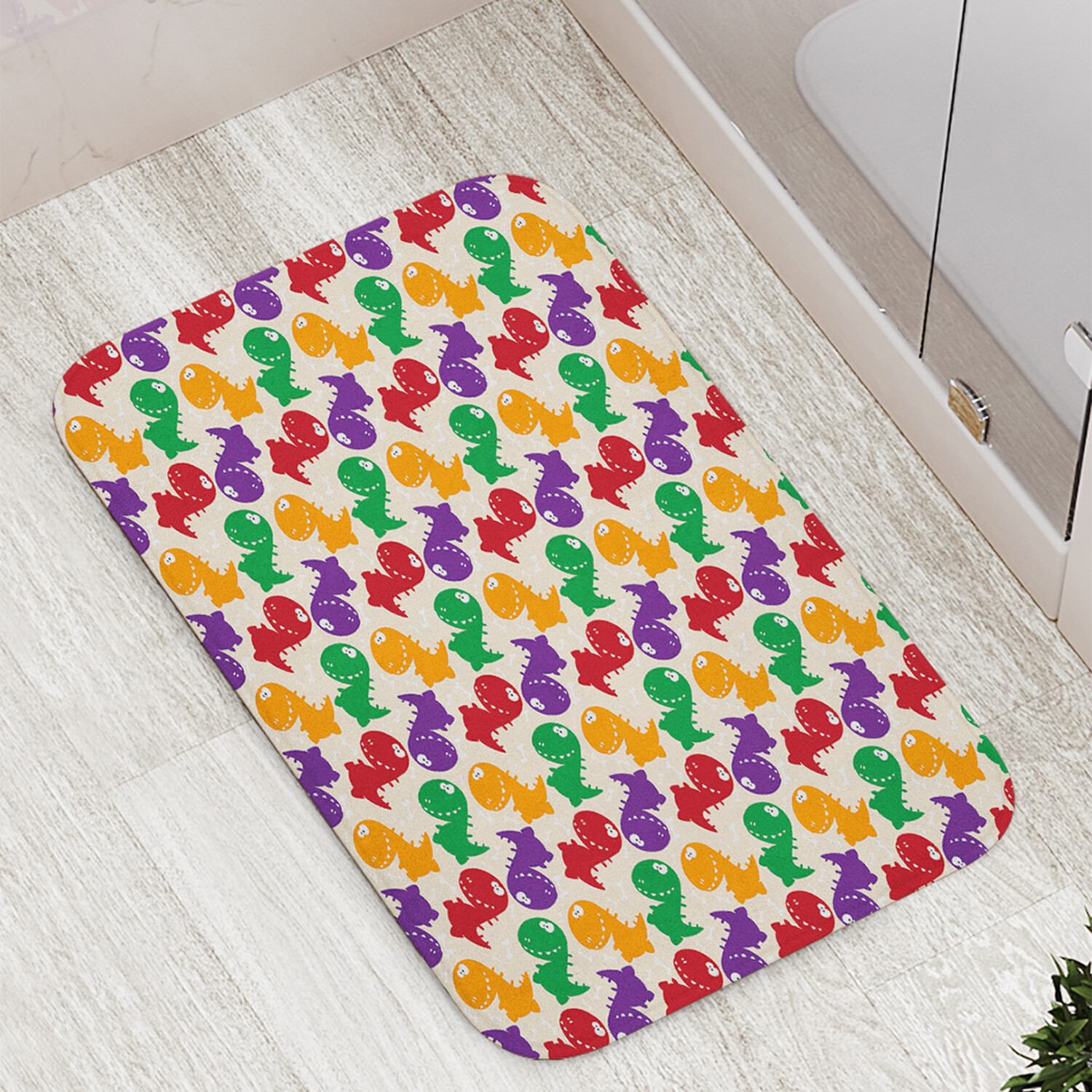 

Коврик противоскользящий JoyArty "Динозаврики в цвете" для ванной сауны бассейна,77х52см, Динозаврики в цвете