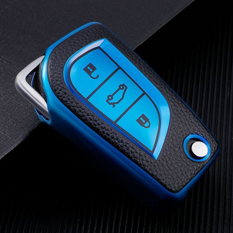 

Чехол для выкидного ключа Toyota 2013+ Light blue TPU, Синий, светло-синий