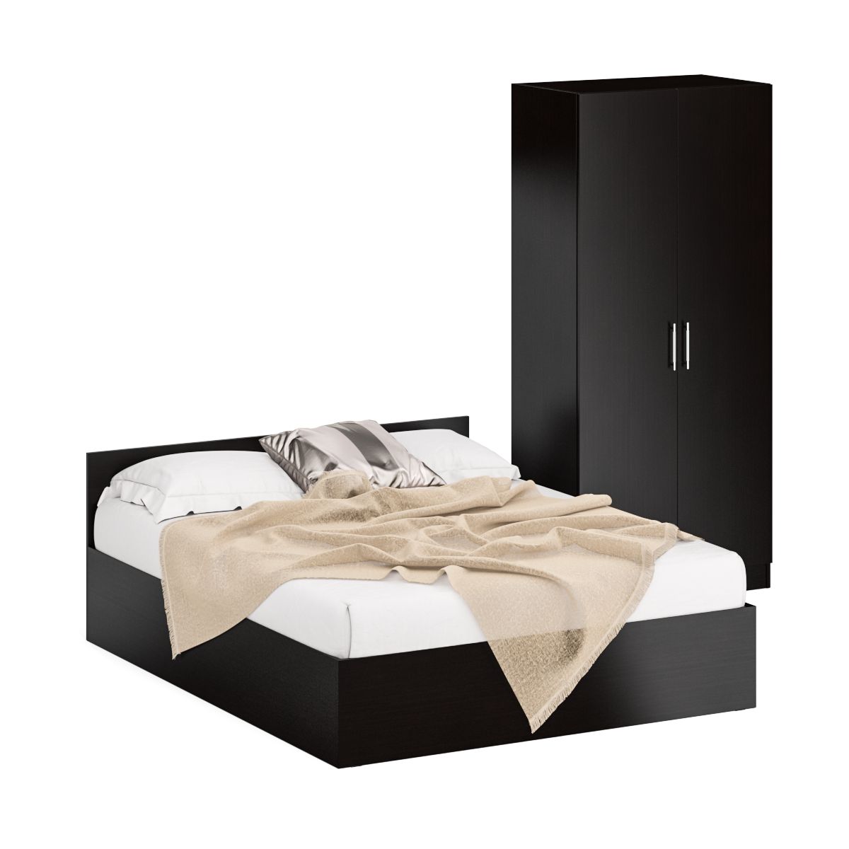 фото Кровать двуспальная со шкафом для одежды свк стандарт 1600+ш2 венге
