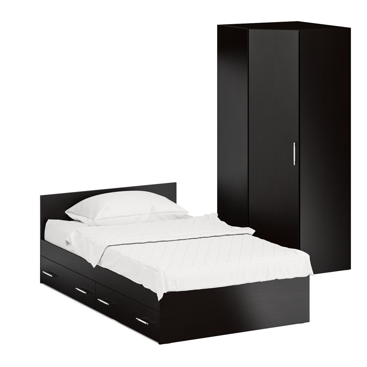 фото Односпальная кровать с ящиками с угловым шкафом свк стандарт 1200я+шу венге