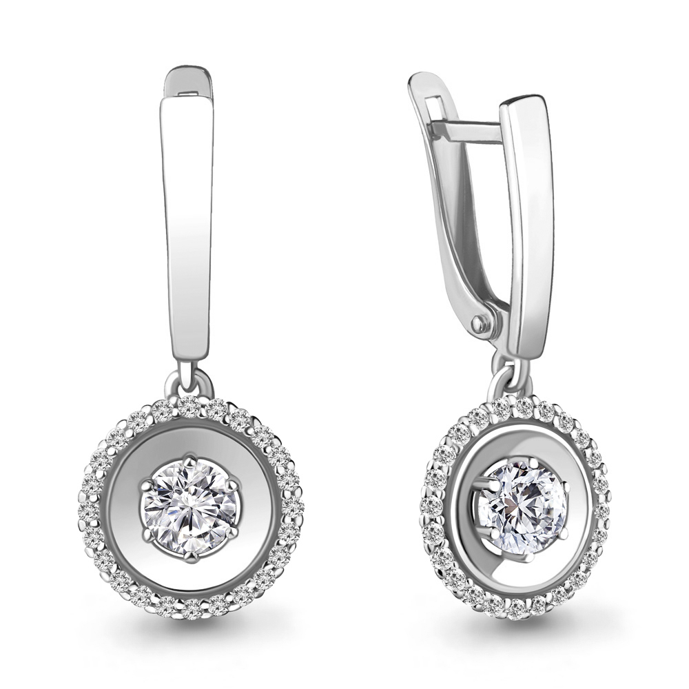 

Серьги подвески из серебра с фианитом Aquamarine 48476А_925_р, 48476А_925_р