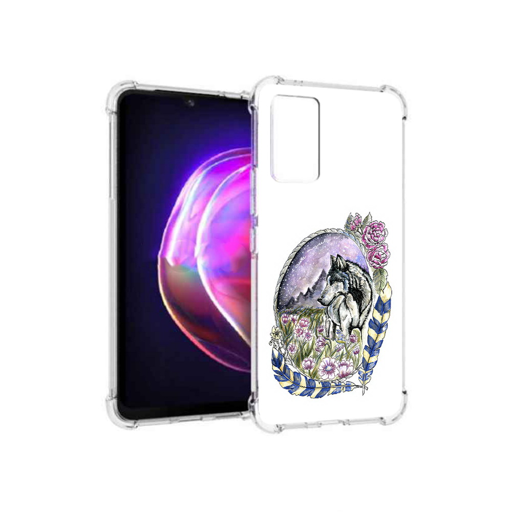 

Чехол MyPads Tocco для Vivo V21 нарисованный волк в цветах с перьями (PT161781.395.509), Прозрачный, Tocco