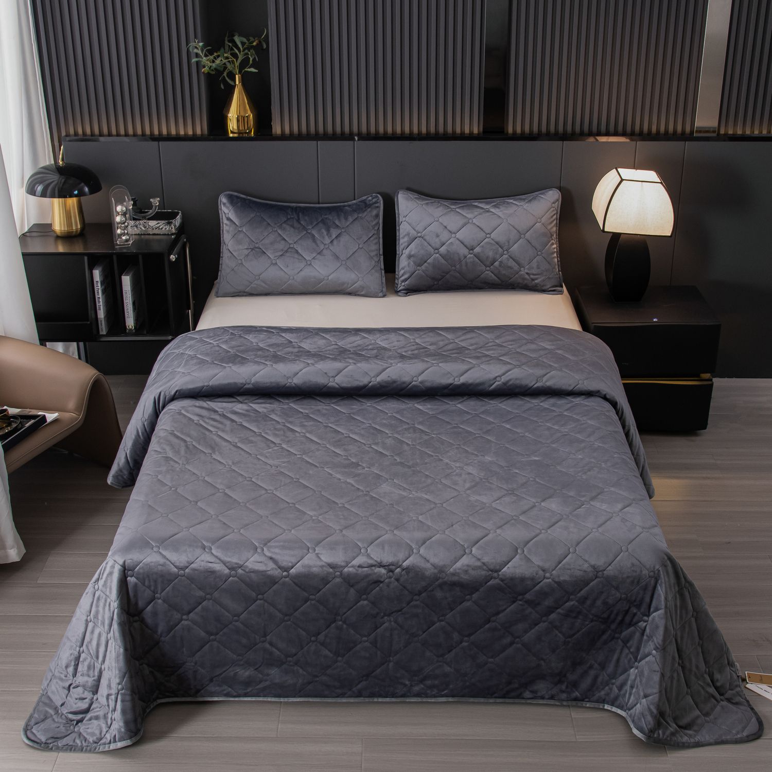 

Покрывало Ситрейд 220x160 см темное серое, Клетка