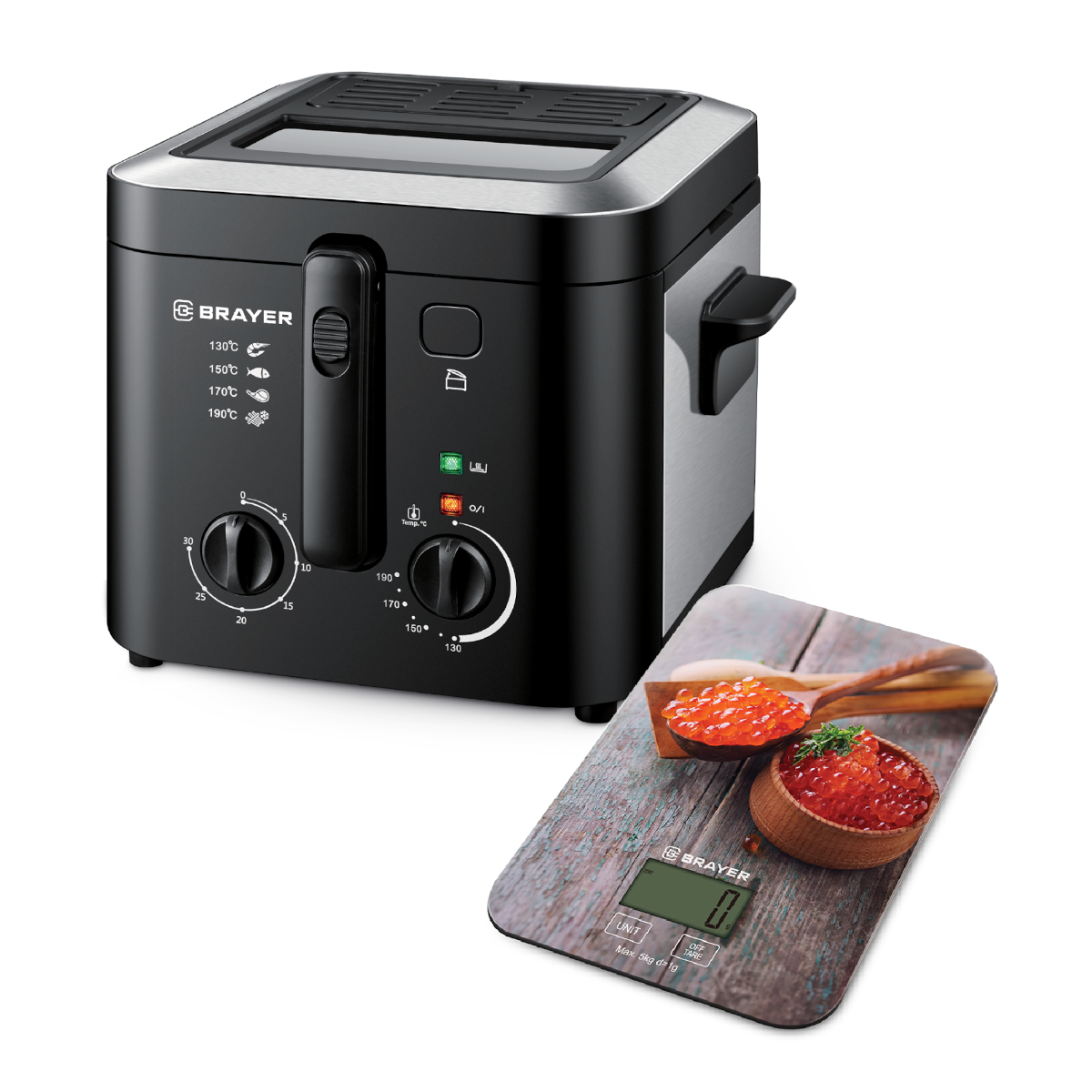 Фритюрница Brayer BR2834 + кухонные весы черный