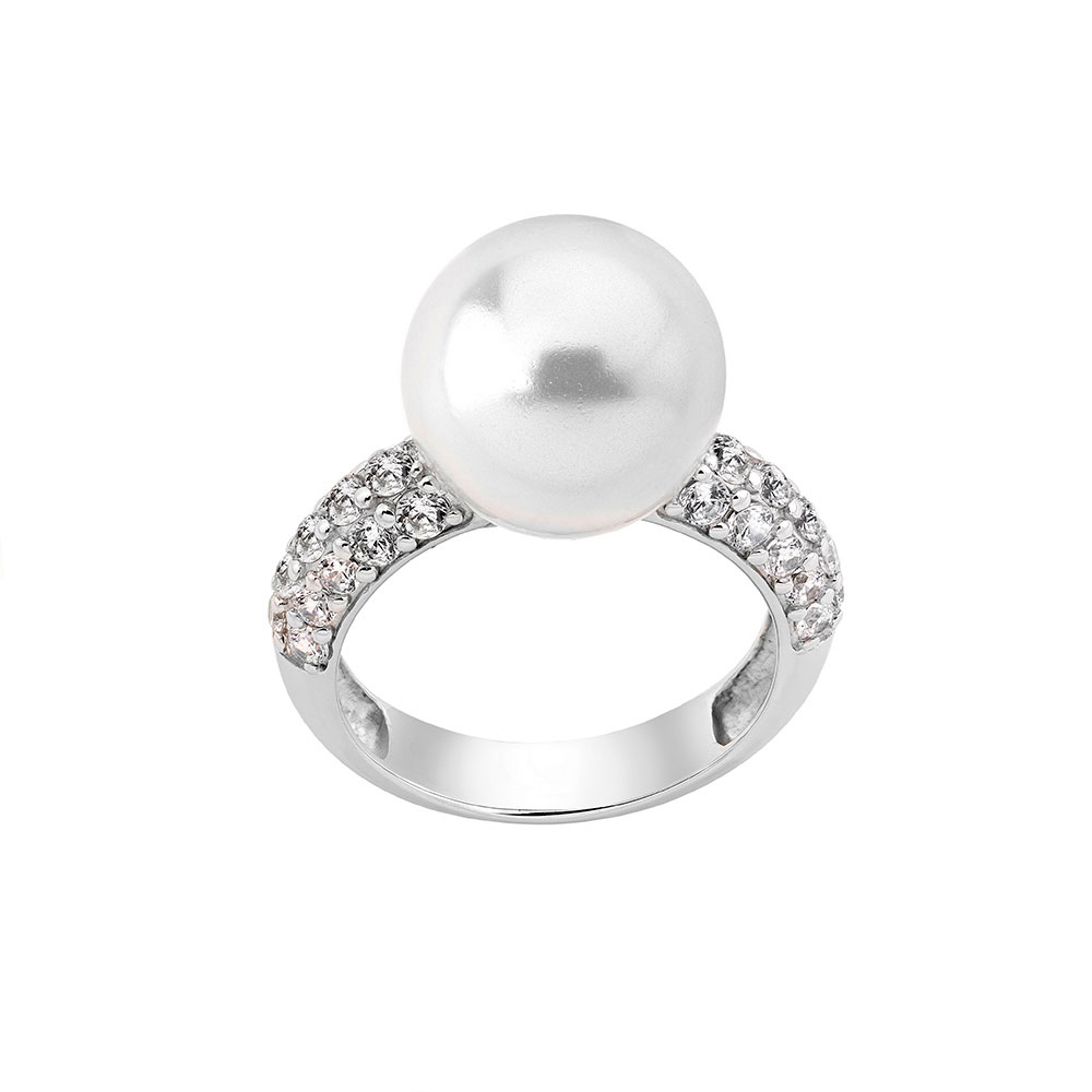 Кольцо из серебра р. 16,8 Majorica 15613.01.2.913.010.1, жемчуг/фианит