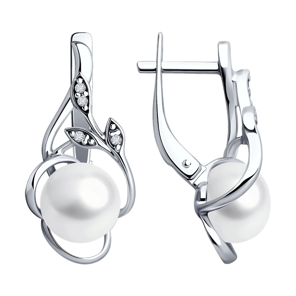 

Серьги из серебра SOKOLOV 92022999, фианит/жемчуг, 92022999