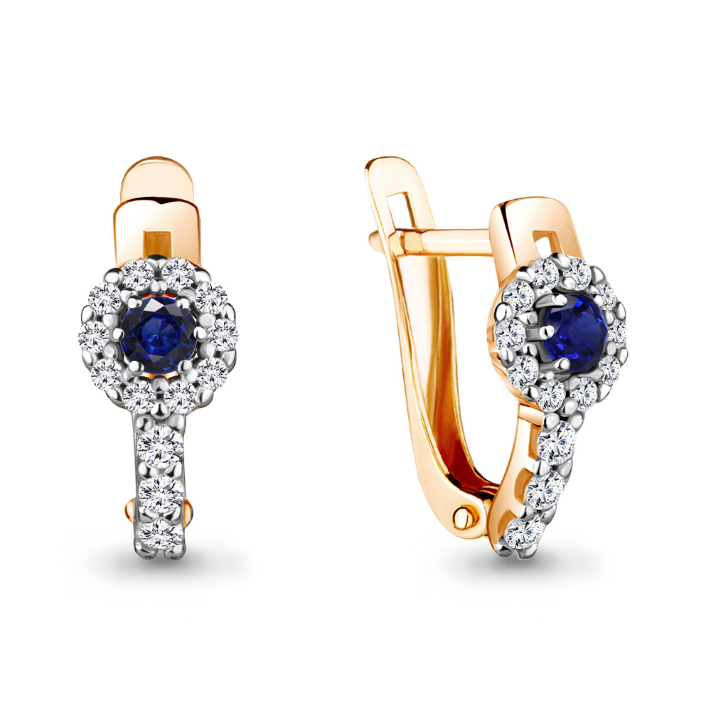 

Серьги из серебра с фианитом/сапфиром искусственным Aquamarine 48480АБ_925_з, 48480АБ_925_з