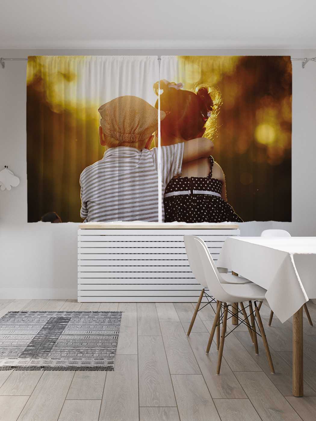 фото Классические шторы joyarty "обнимашки", серия oxford delux, 2 полотна 145x180 см