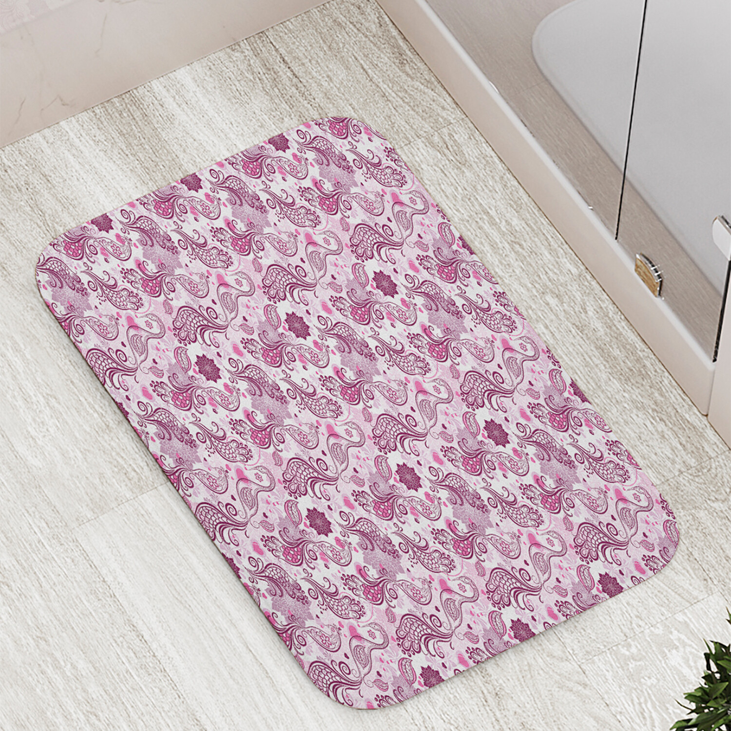 

Коврик противоскользящий JoyArty "Птица с завитками" для ванной сауны бассейна 77х52 см, Птица с завитками