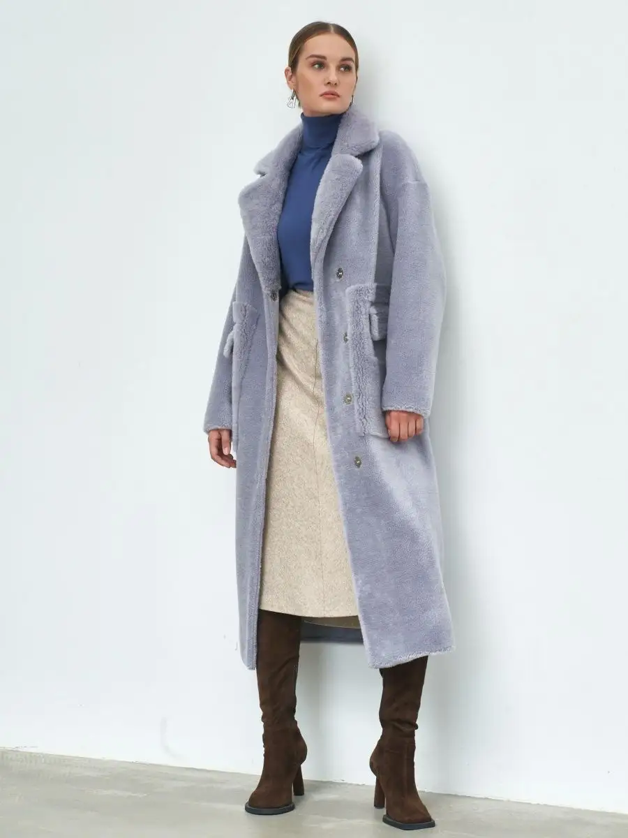 Шуба женская SilverFox S1124rm08bz серая 42 RU 51950₽