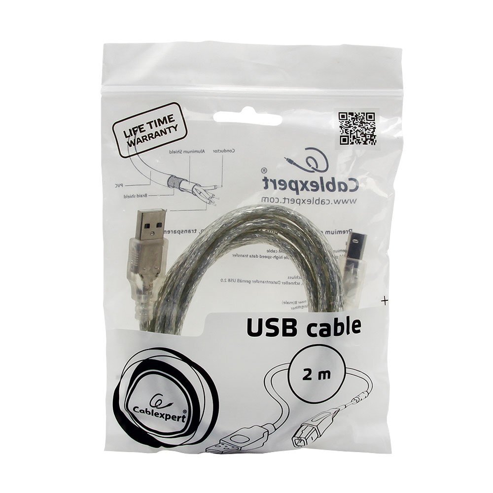 Кабель Cablexpert USB A-USB B вилка-вилка м (CCF-USB2-AMBM-TR-2M_)