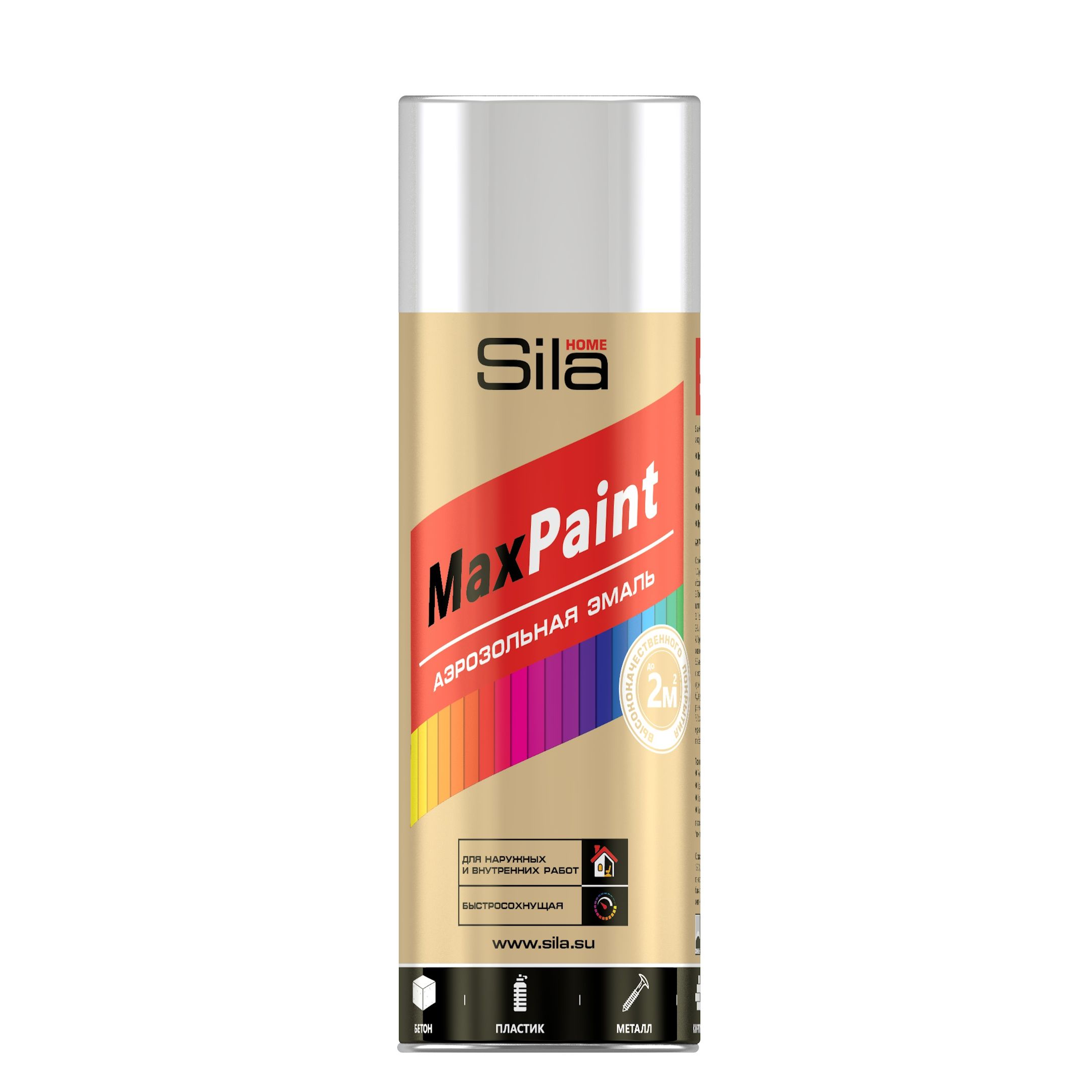 Аэрозольная краска Sila Max Paint универсальная, RAL9003, белая матовая, 520 мл