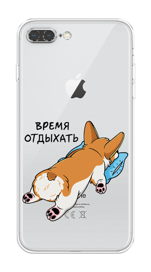 

Чехол на Apple iPhone 8 Plus "Корги отдыхает", Черный;коричневый;голубой, 10950-1