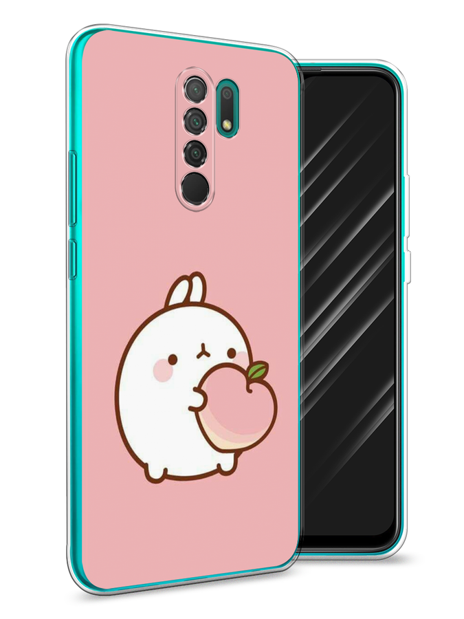 

Чехол Awog на Xiaomi Redmi 9 "Кролик с персиком", Разноцветный, 38350-1