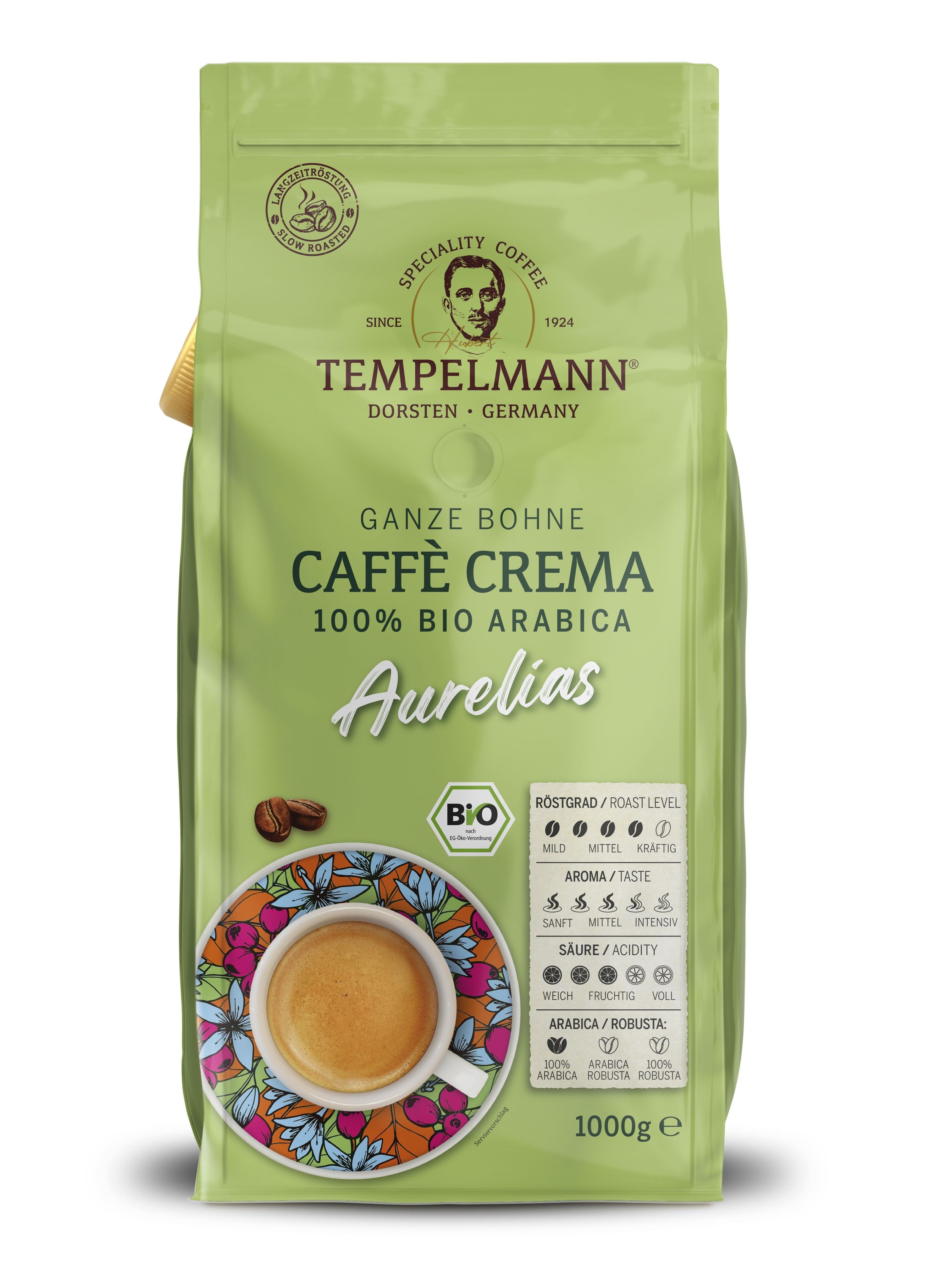 Кофе в зернах Tеmpelmann Caffe Crema Aurelias, 1 кг