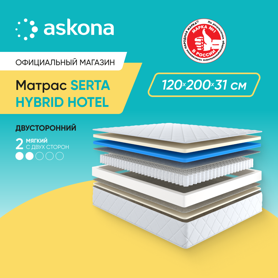 

Матрас ASKONA Serta Hybrid Hotel 120х200, Белый, Hybrid Hotel