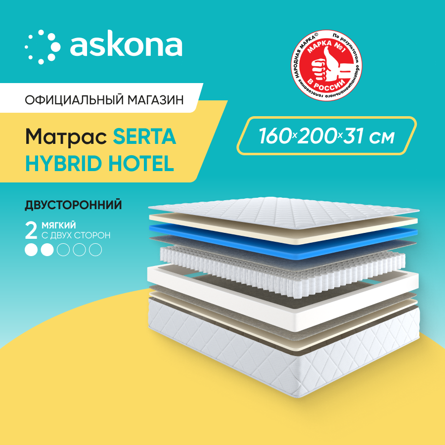 

Матрас ASKONA Serta Hybrid Hotel 160х200, Белый, Hybrid Hotel